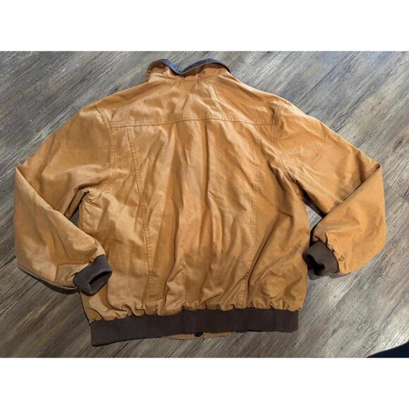 Kakadu Traders Australia Jacket Leather  Trim Tan Mens Canvas Bomber L/XL - Picture 2 of 9